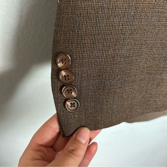 Lauren Ralph Lauren Silk Wool‎ Blend Sports Coat Brown and Blue tweed 46 Regular - Picture 2 of 16